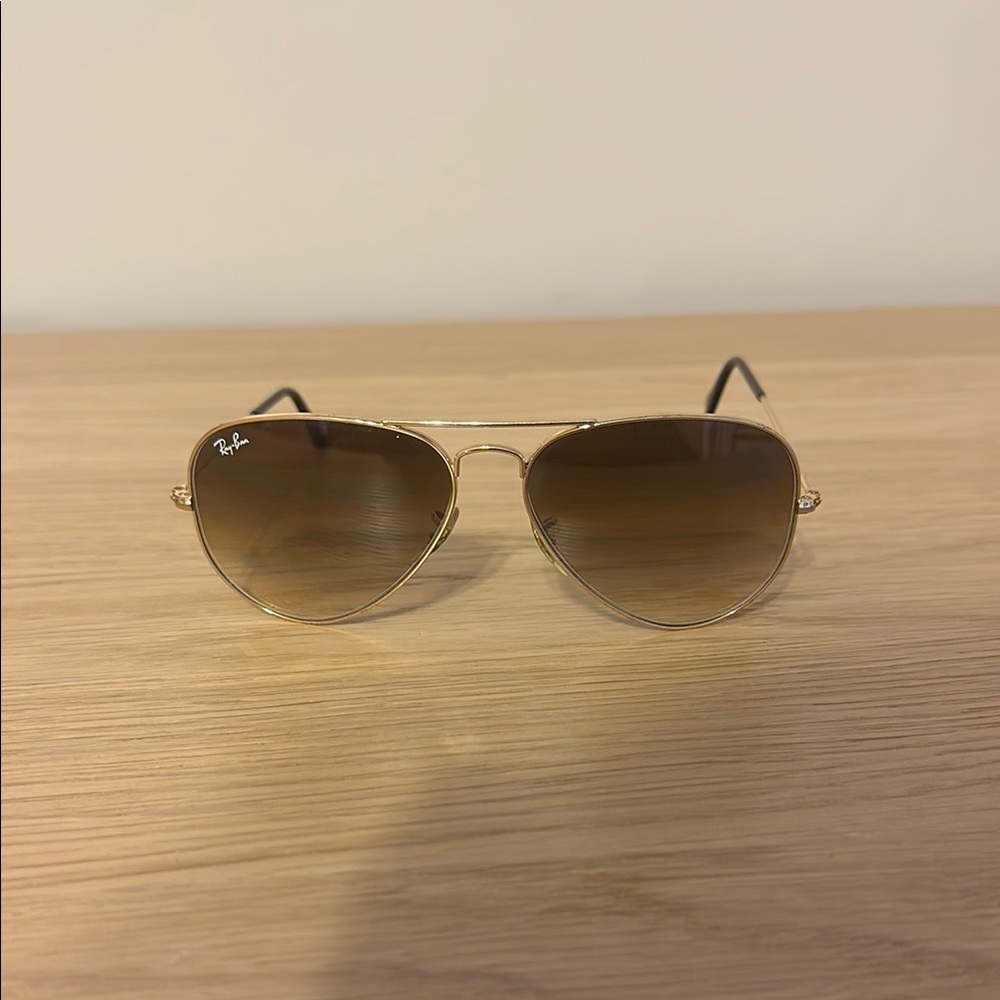 Ray-Ban Gold Frame Sunglasses with Brown Lenses